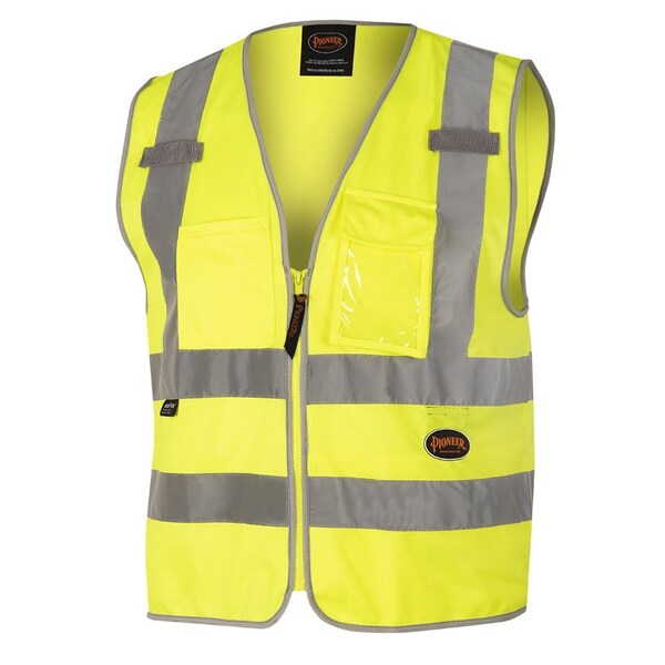 Pioneer Tricot Safety Vest, Green, Medium, 2 Stripe V1025160U-M - main